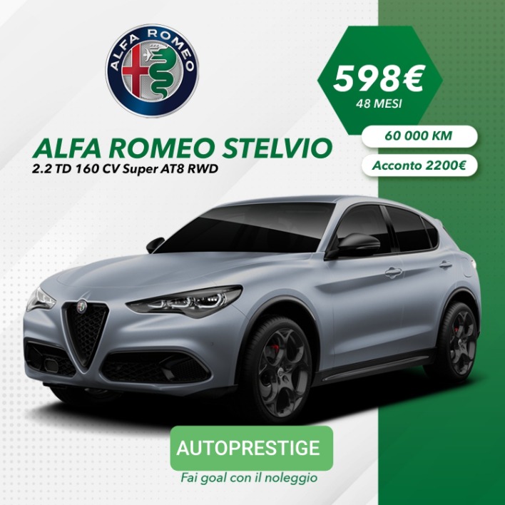 "Alfa Romeo Stelvio 2.2 TD 160 CV Super AT8 RWD Noleggio a Lungo Termine"