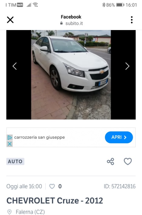 "Vendesi Chevrolet Cruze - Falerna Marina provincia di Catanzaro"