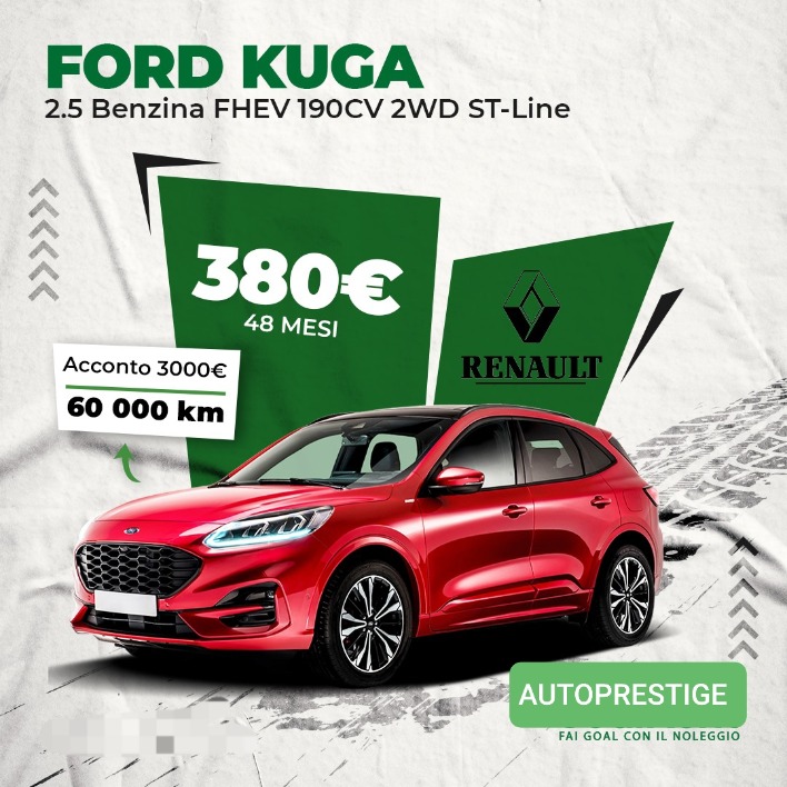 "FORD KUGA 2.5 Benzina FHEV 190 cv 2WD ST-Line noleggio a lungo termine"